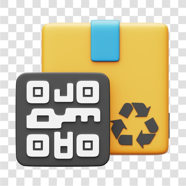 QR Code 3D Rendering Icon Isolated Transparent Background