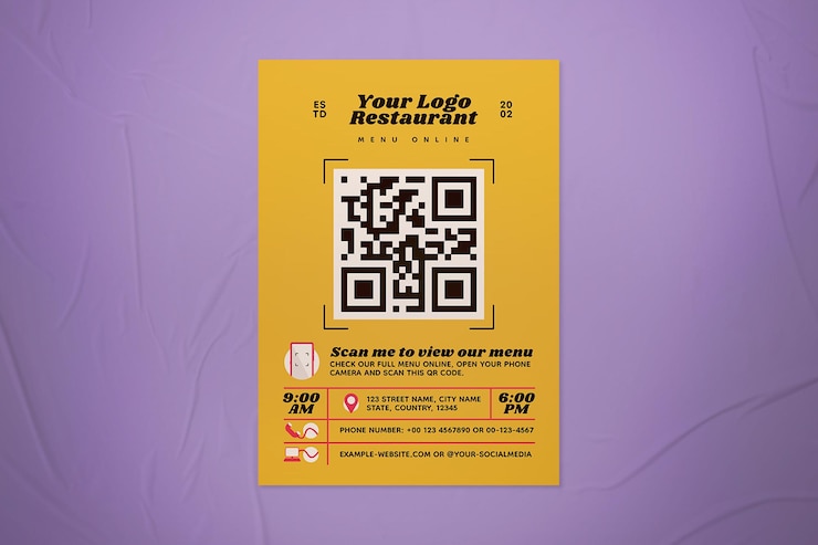 PSD qr-code-online-menü-flyer