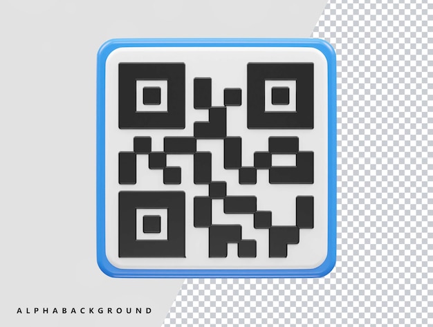 PSD qr código vector icono ilustración 3d renderizado elemento transparente