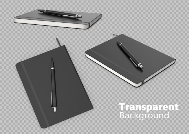 quaderno e penna su sfondo trasparente