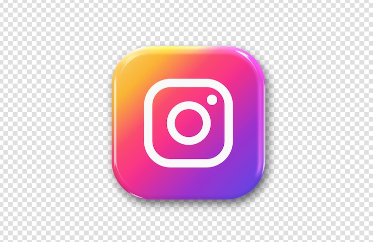 PSD quadrado arredondado 3d com logotipo brilhante do instagram