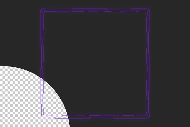 PSD quadrado futurista de ficção científica com brilho roxo