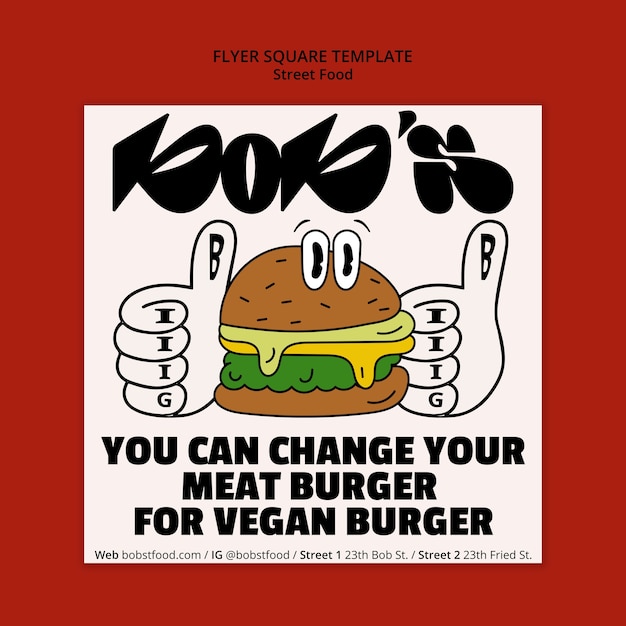 Quadratische Flyer-Vorlage für das Streetfood-Fest