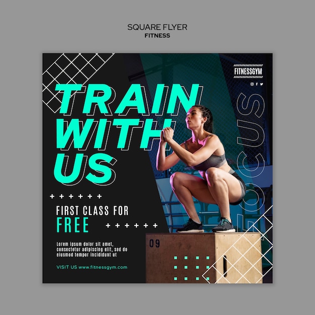 Quadratische Flyer-Vorlage für Fitnesskurse