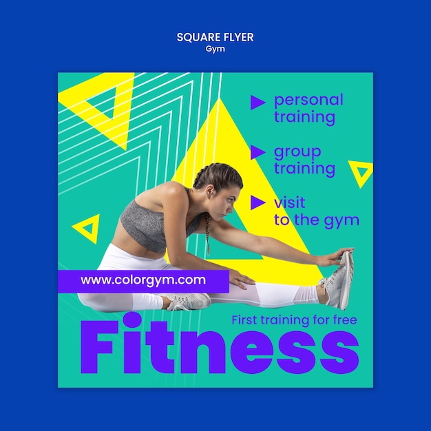 PSD quadratische flyer-vorlage für fitnessstudio und fitness