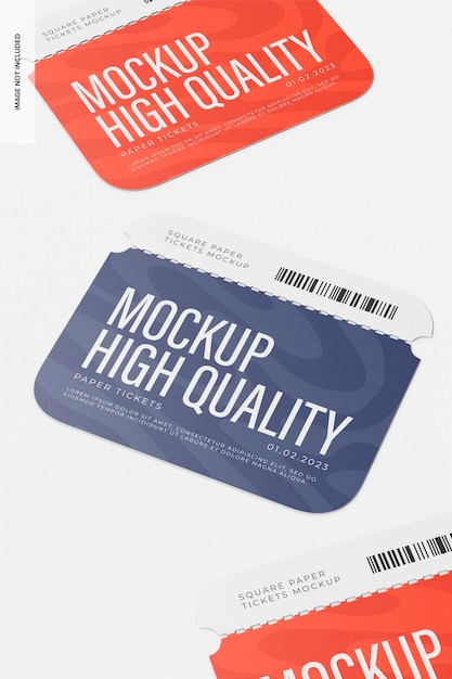 PSD quadratische papiertickets mockup