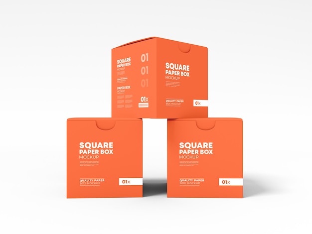 Quadratische Papppapier-Paketlieferbox Mockup