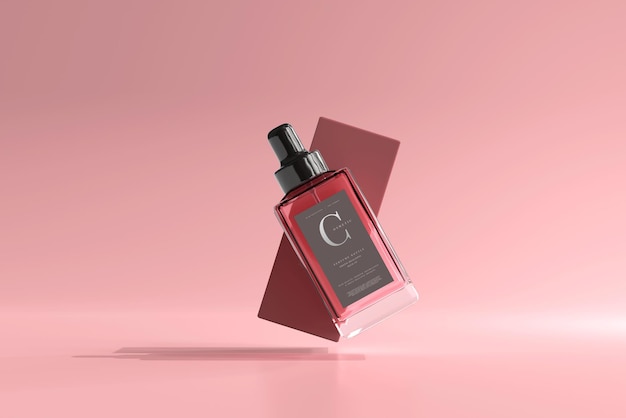 Quadratische Parfümflasche mit Box Mockup