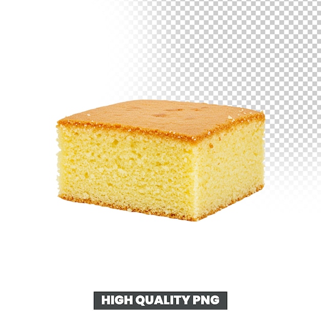 Quadratische Scheibe Schwammkuchen auf durchsichtigem Hintergrund