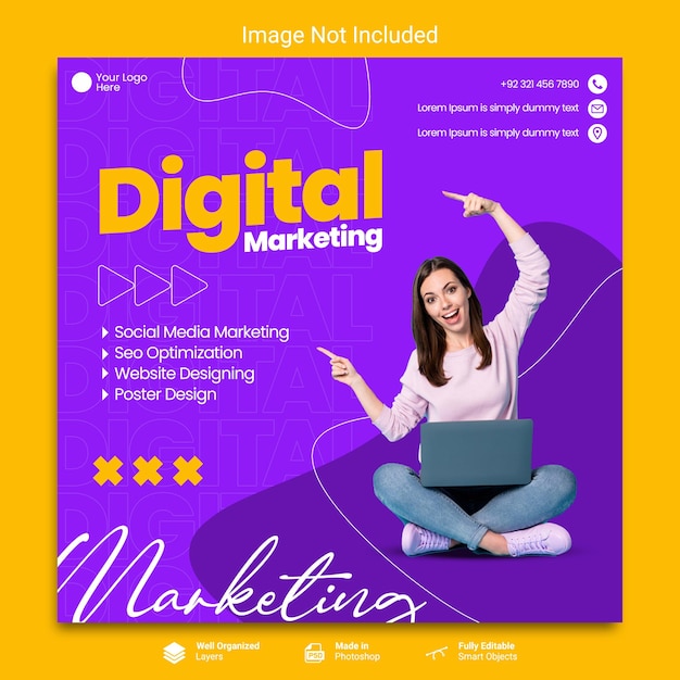 Quadratische Web-Banner-Vorlage für Instagram-Posts von Agenturen für digitales Marketing