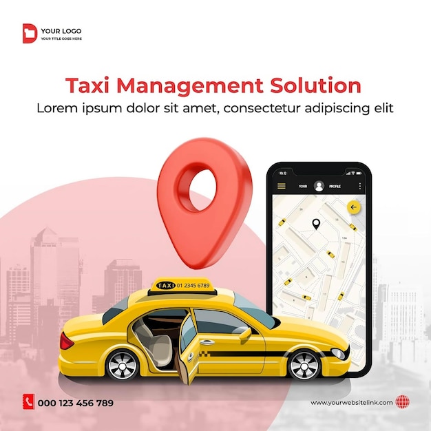 Quadratischer Car-Sharing-Flyer im PSD-Design
