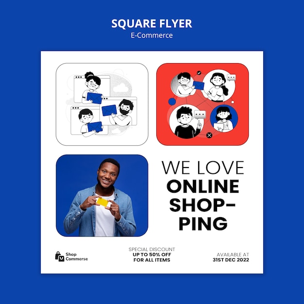 Quadratischer Flyer der E-Commerce-Plattform