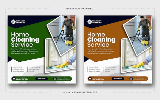 Quadratischer flyer für professionelle reinigungsdienste oder instagram-social-media-beitragsvorlage