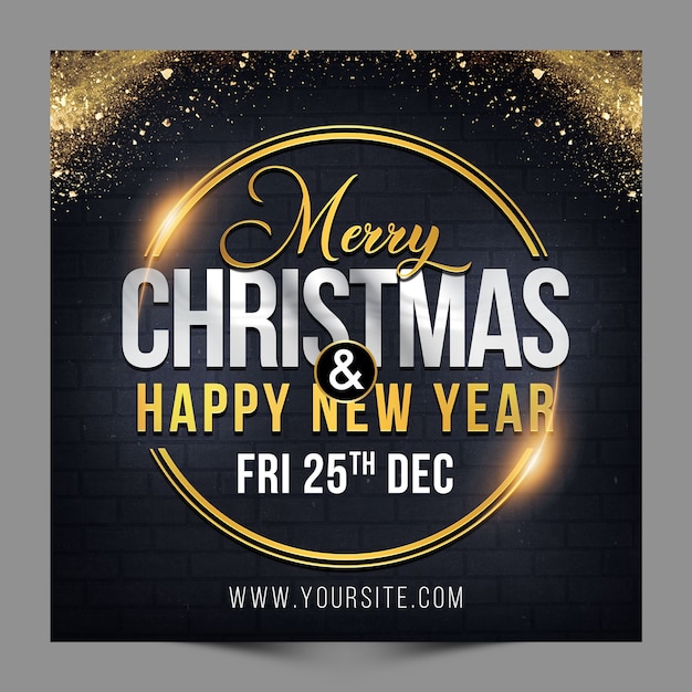 Quadratisches Design Frohe Weihnachten und ein frohes neues Jahr Gruß für Social Media Post Vorlage