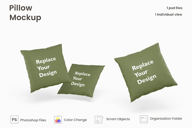 Quadratisches kissen-mockup-design premium psd
