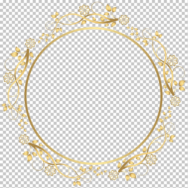 Quadro a cerchio florale d'oro per inviti e celebrazioni