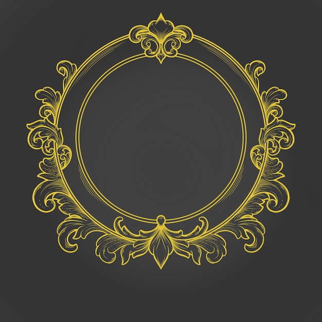 Quadro a cerchio ornato d'oro Vintage Disegno elegante e decorativo