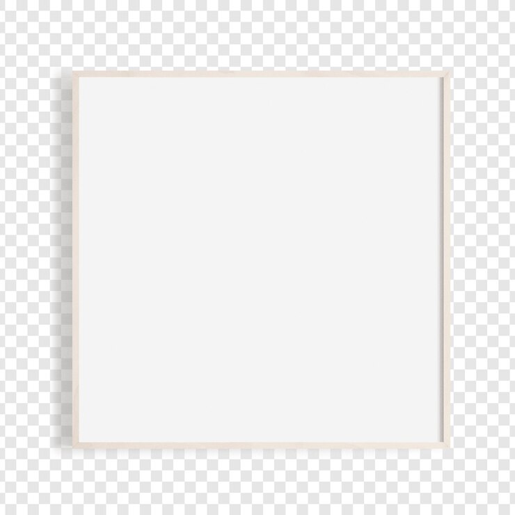 PSD quadro bianco vuoto a quadrato con sottile bordo beige isolato su uno sfondo trasparente