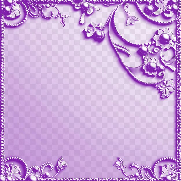 Quadro branco elegante embelezado com corda de pérola e renda uma textura psd border art design collage