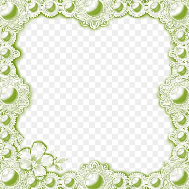 Quadro branco elegante embelezado com corda de pérola e renda uma textura psd border art design collage