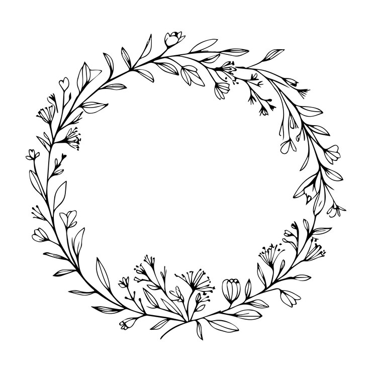 PSD quadro circular de coroa de flores