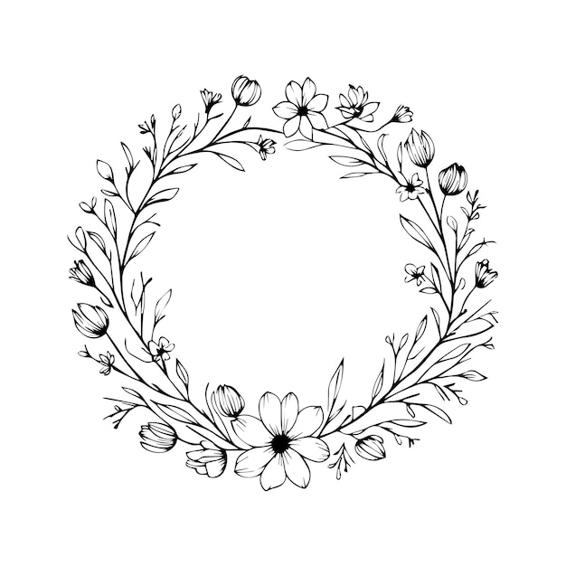 Quadro circular de coroa de flores