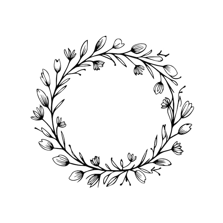 PSD quadro circular de coroa de flores