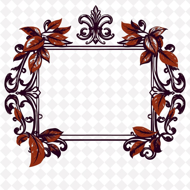 PSD quadro com folhas de arte pintadas e folhas acrílicas png inspirados em desenhos de molduras naturais