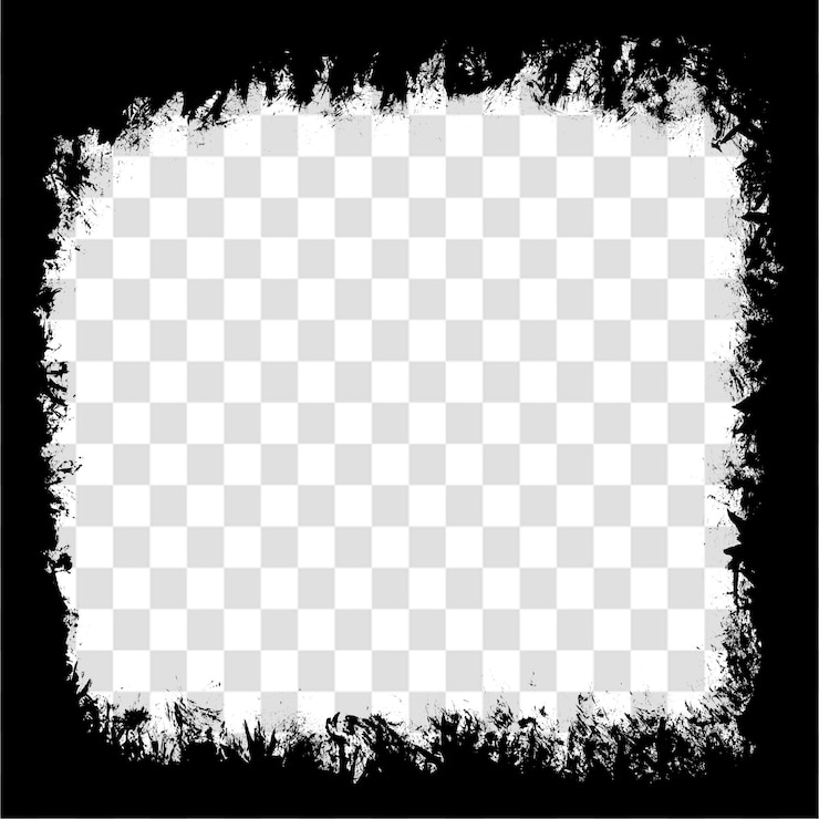 PSD quadro com textura de filme grunge em preto para uso gráfico isolado em um fundo transparente