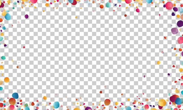 PSD quadro de borda de confete colorido padrão de repetição isolado em fundo transparente png