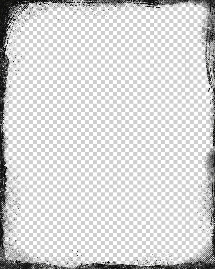 PSD quadro de borda preta envelhecido e grunged com centro transparente