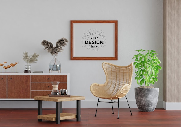Quadro de cartaz na sala de estar Mockup