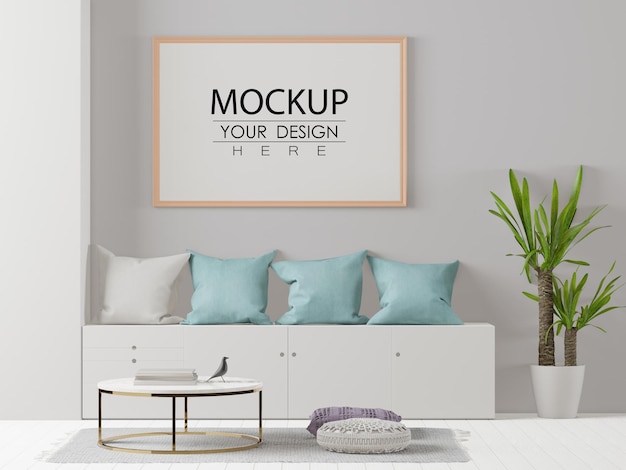 Quadro de cartaz na sala de estar Psd Mockup