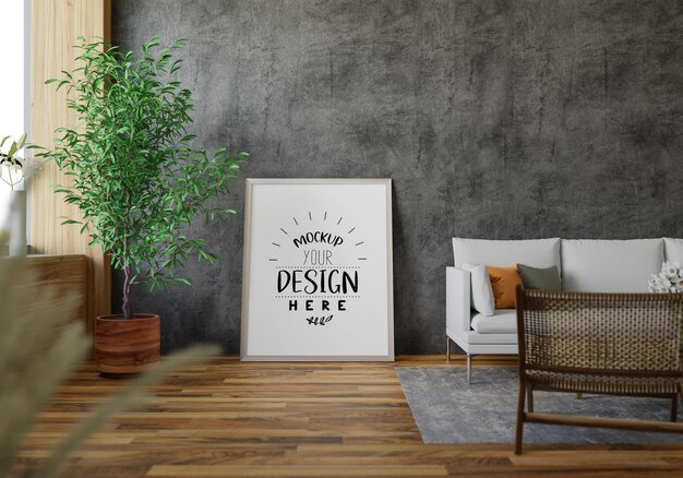 Quadro de cartaz na sala de estar Psd Mockup