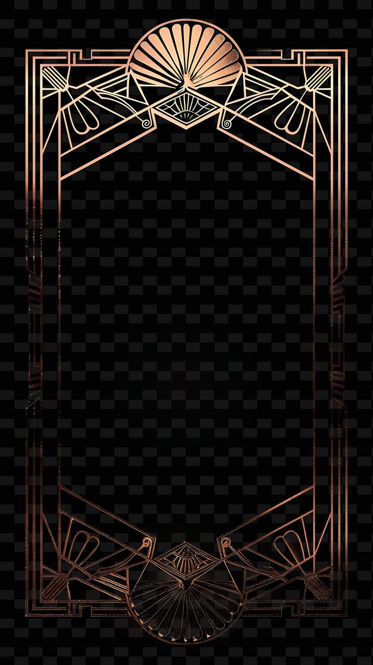 PSD quadro de cobre gatsby com borda geométrica enfatizada com design de fundo luxuoso ar png