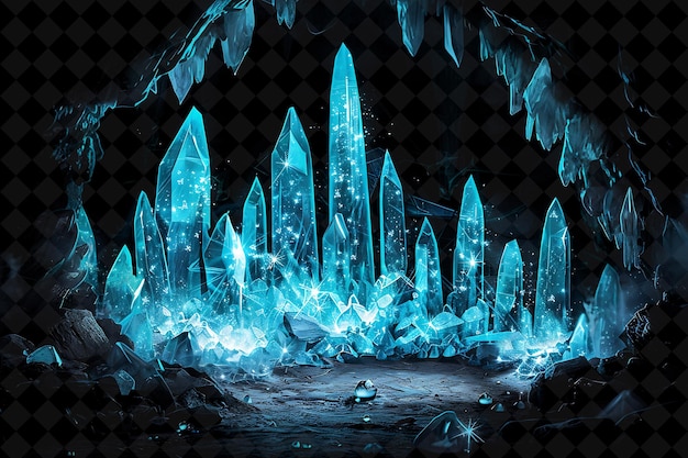 PSD quadro de crystal cavern arcane com cristais espumantes e brilho de néon quadro de cores colecção de arte y2k