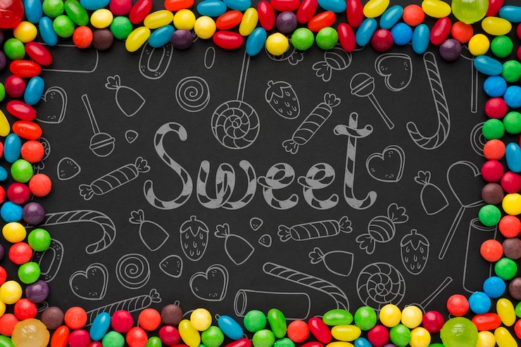 PSD quadro de doces coloridos