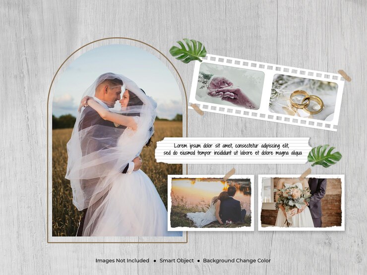 Quadro de foto de casamento, modelo de tabuleiro de humor