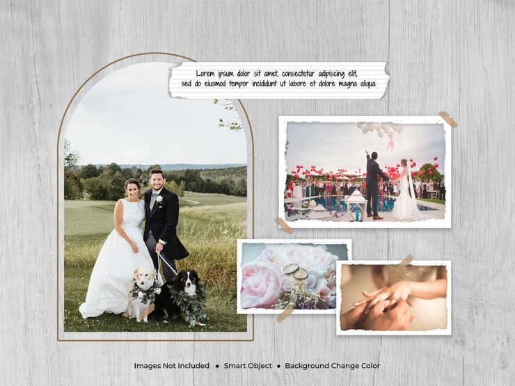Quadro de foto de casamento, modelo de tabuleiro de humor