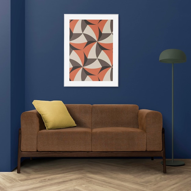 Quadro de foto mockup sala de estar interior psd