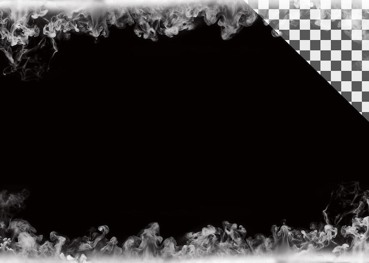 PSD quadro de fumaça com fundo preto