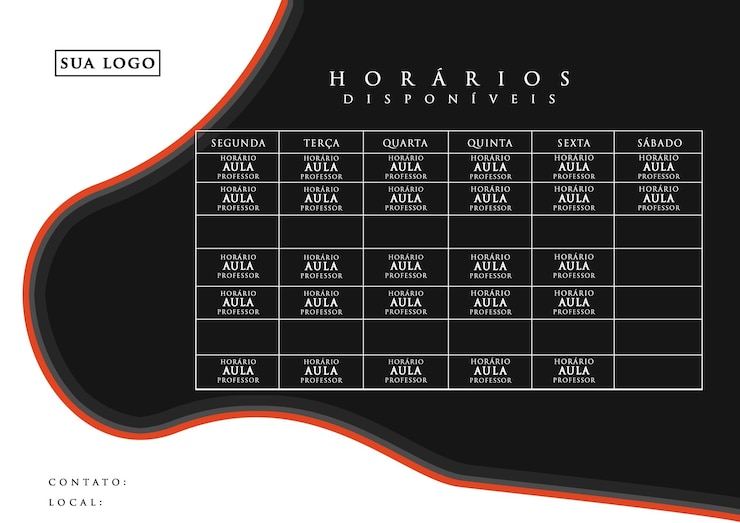PSD quadro de horários cronograma criativo psd feito para modelo de escolas de faculdades de academias