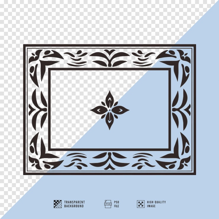 PSD quadro de imagem com cantos decorados sem fundo de qualidade hd