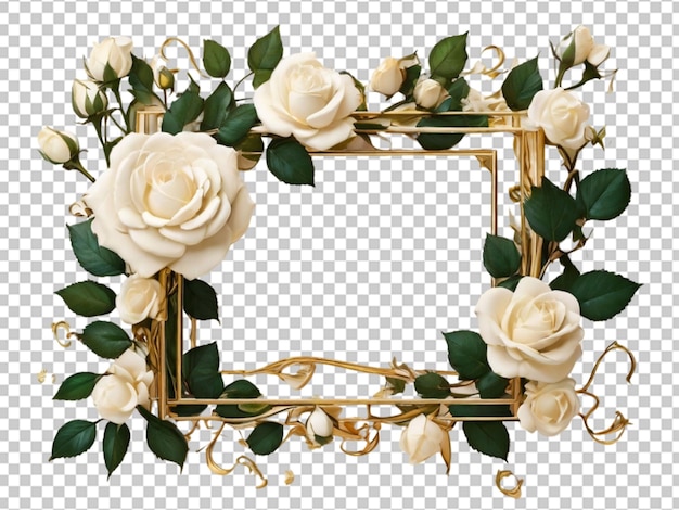 PSD quadro de ouro floral png