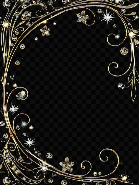 PSD quadro de ouro glamouroso com design glamouroso adornado com cristais decoração de metal de luxo arte de fundo
