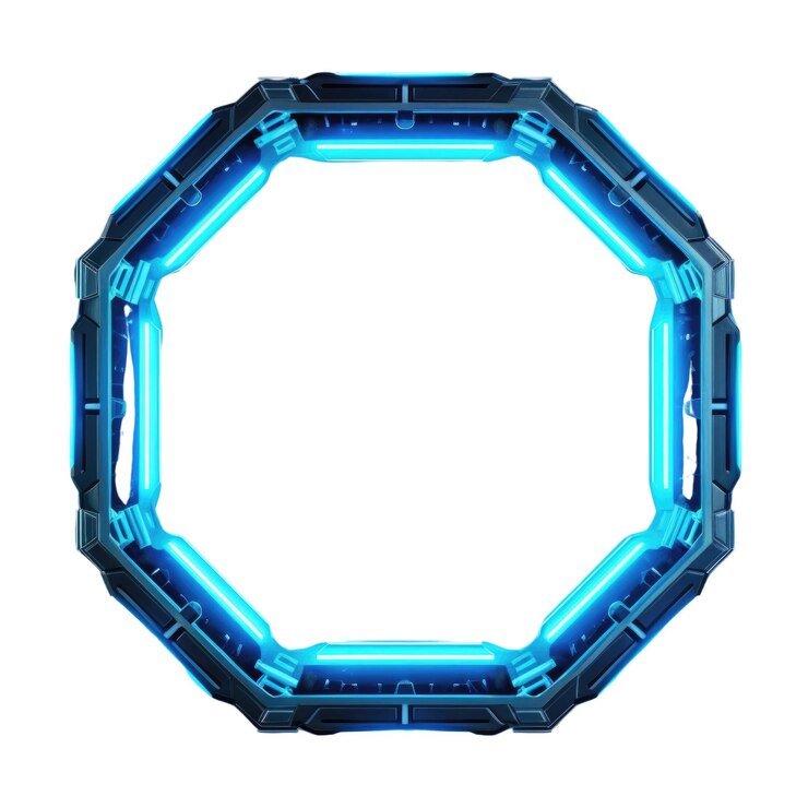 PSD quadro de portal de forma geométrica misteriosa com luz de néon de estilo digital aig35