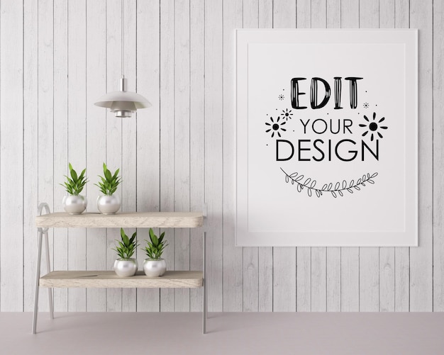 Quadro de pôster na sala de estar Psd Mockup