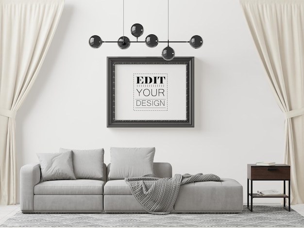 Quadro de pôster na sala de estar Psd Mockup