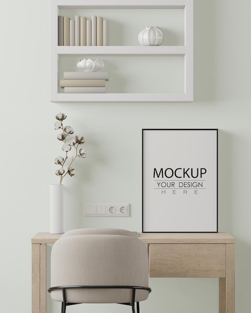 PSD quadro de pôster na sala de estar psd mockup