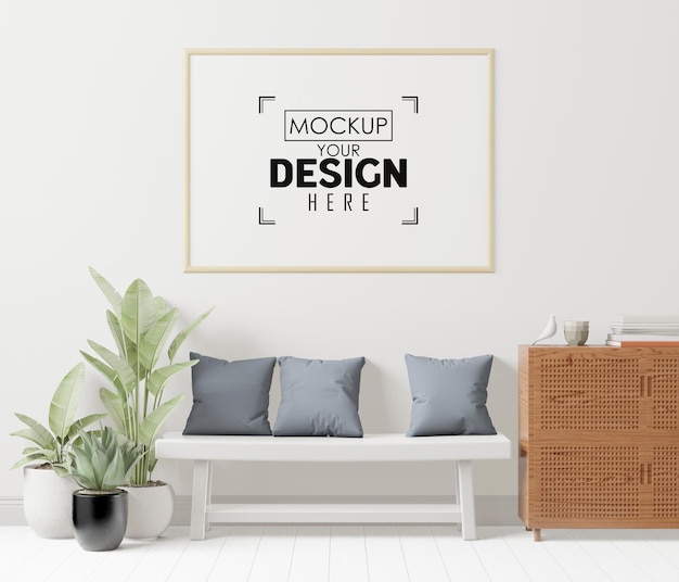 Quadro de pôster no corredor Mockup